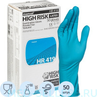 Перчатки латексные, MANUAL HR419, голубые особопрочные 16 гр., L (25 пар)