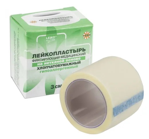 Лейкопластырь на НЕТКАНОЙ основе (целлюлозная) в катушке 3 см x 500 см LEIKO